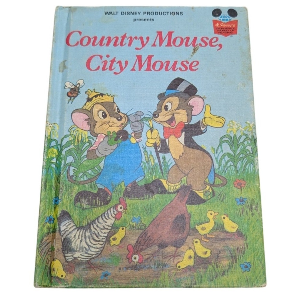 Vintage Walt Disney Country Mouse City Mouse Hardcover Book Wonderful Reading